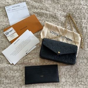 Louis Vuitton Felicie Pochette Black Monogram Leather Purse Crossbody